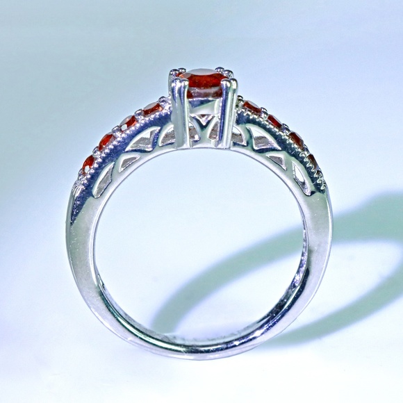 Red Zircon Gemstone Ring set in Sterling Silver - Picture 7 of 8